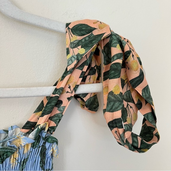 Palmacea Floral Smocked Bow Shoulder Maxi Dress Acacia Blue Yellow - Picture 5 of 9